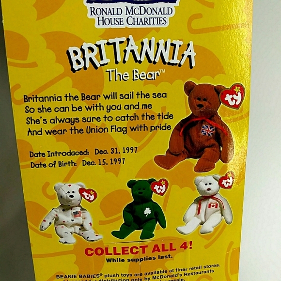 NIB Rare 1999 TY McDonalds Teanie Beanies International Beanie Babies Set 3 of 4 - Picture 8 of 8